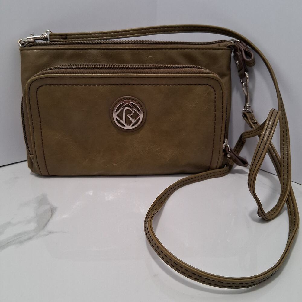 Relic Leather Cross Body 4 Pockets, Card Holder Slot Army Green Vacation Women